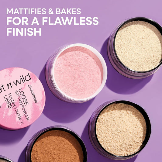 Photo Focus Loose Baking Setting Powder, Highlighter Makeup, Suitable for All Skin Tones - Off-White Translucent