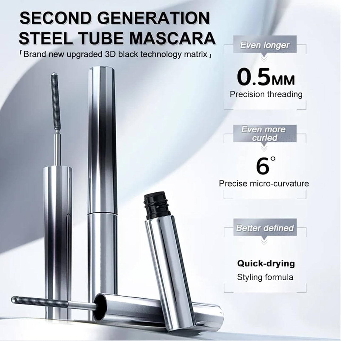 Curling Iron Mascara,3D Curling Eyelash Iron Mascara, Waterproof, Volumizing and Lengthening, Smudge-Proof (Brown Curling)