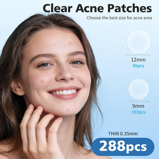 Pimple Patches for Face, Hydrocolloid Acne Patches, Cute round Shape Zit Covers, Spot Stickers with Tea Tree, Salicylic Acid & Cica Oil| 2 Sizes (9Mm, 12Mm) |288 Count | Cute round Shape, Zit Covers, Spot Stickers, with Tea Tree, Salicylic Acid, Cica Oil