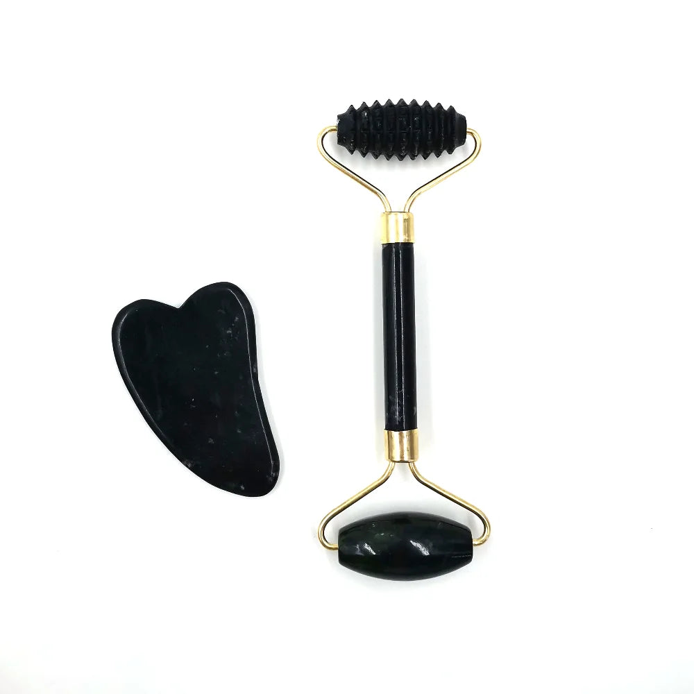 Obsidian Jade Roller Massager Gouache Scraper for Face Facial Skin Care Tools Natural Body Back Beauty Lifting Massagers Rollers