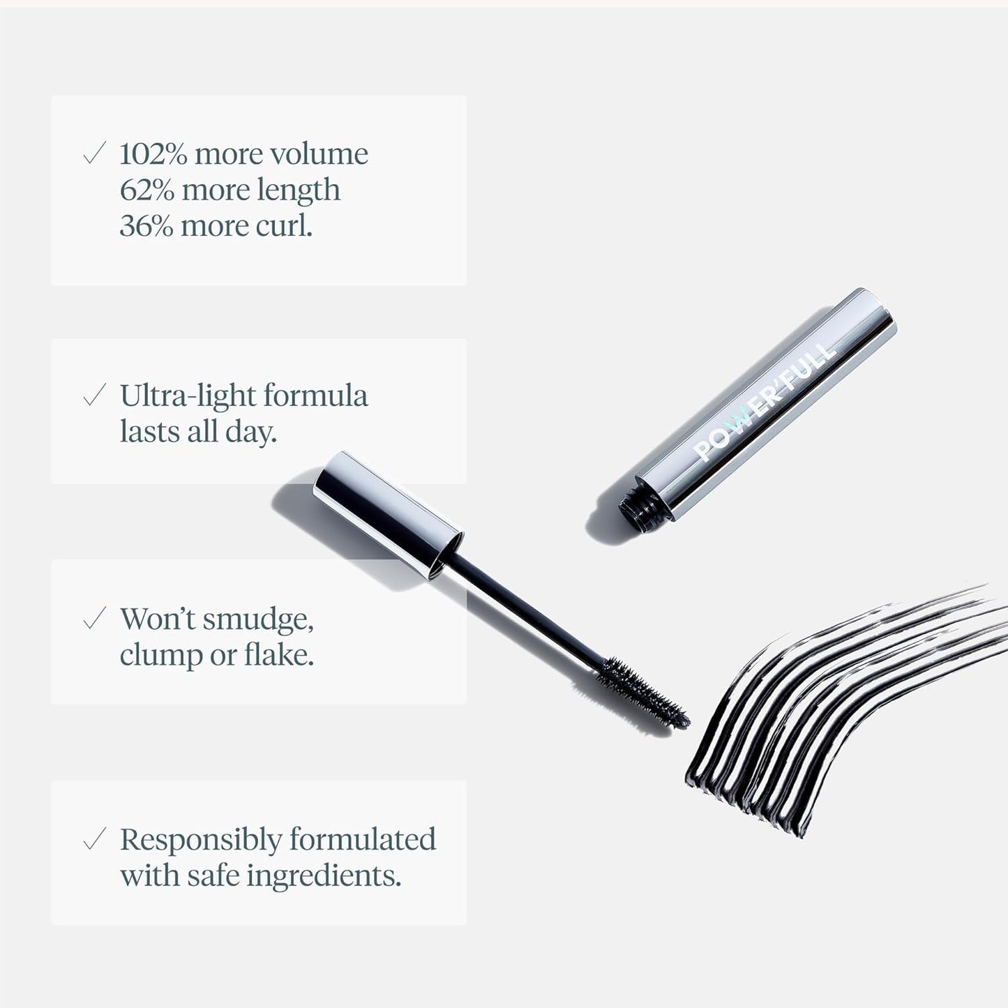 Mascara - Black Mascara for Volume, Length, and Curl - Lengthening, Volumizing & Smudge Proof Lash Makeup