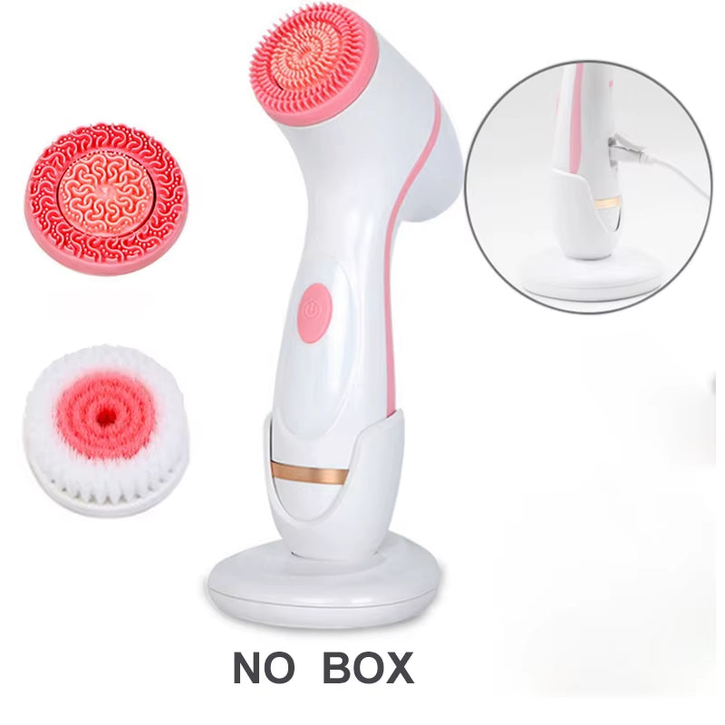 Ultrasonic Cleaner Electric Cleansing Brush 3 in 1 Face Massagers Sonic Rotating Cleansing Brush Galvanic Remove Blackheads Tool