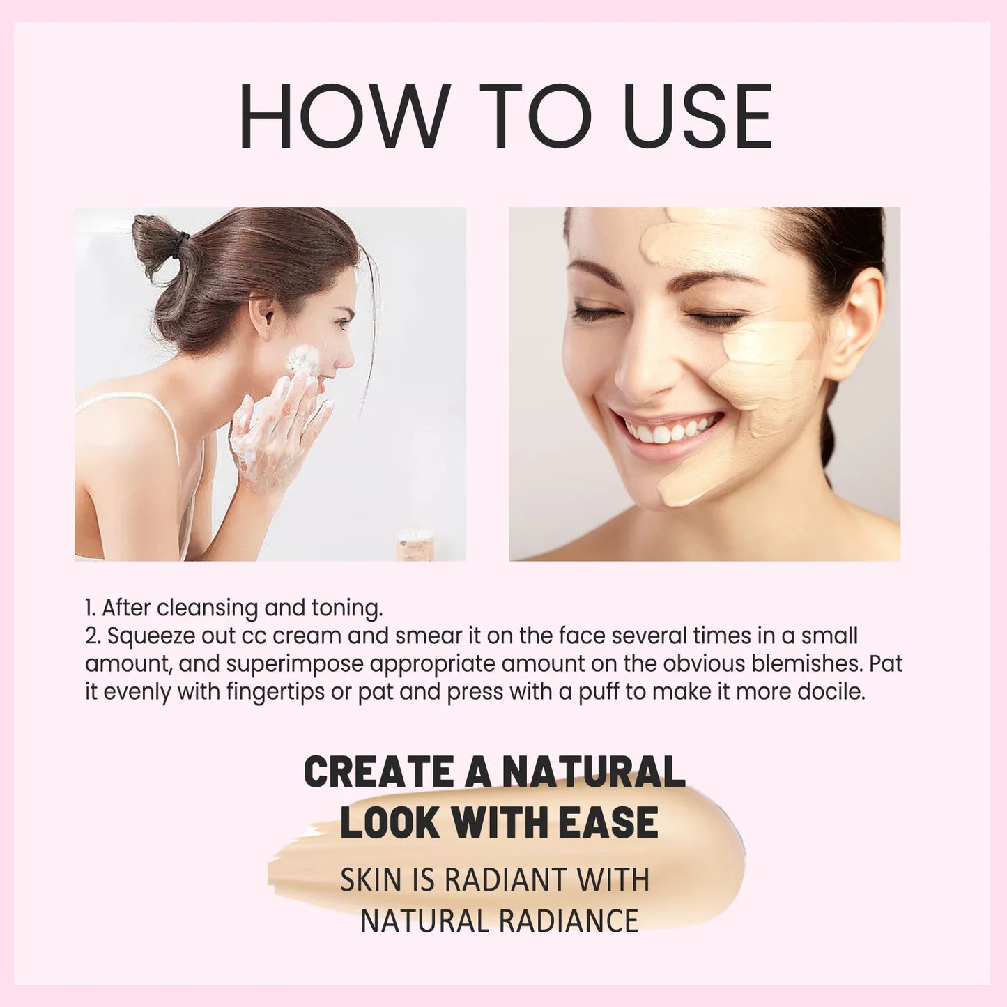 ​ CC Cream Foundation Spf 50 Full Coverage Blemish Cover Matte Finish Brightening Face Concealer Color Correcting Cream