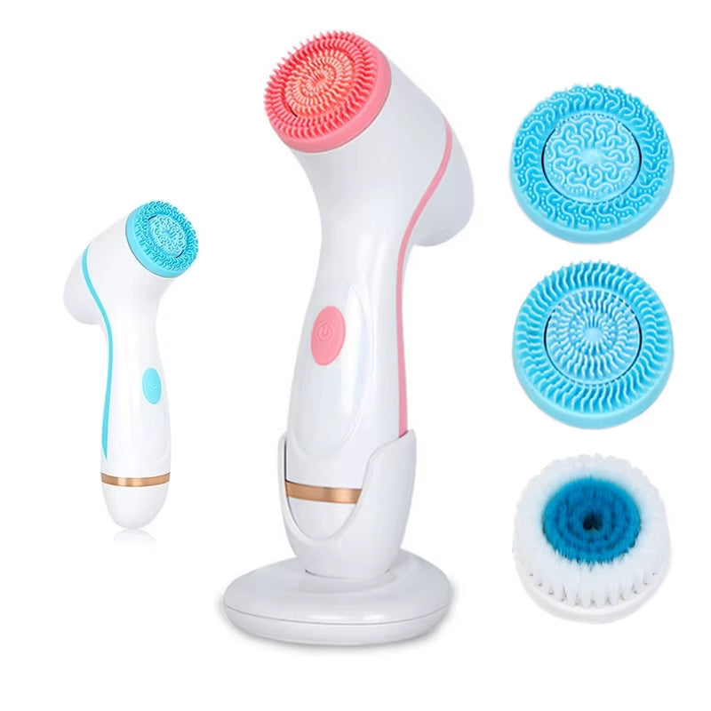 Ultrasonic Cleaner Electric Cleansing Brush 3 in 1 Face Massagers Sonic Rotating Cleansing Brush Galvanic Remove Blackheads Tool