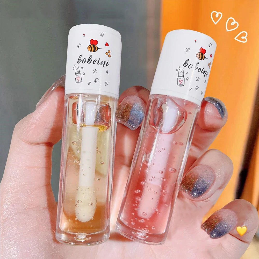 Bee Lip Oil Water-Shine Glass Transparent Lip Honey Dry Repair Lip Care Toot Lip Moisturizing Lip Oil
