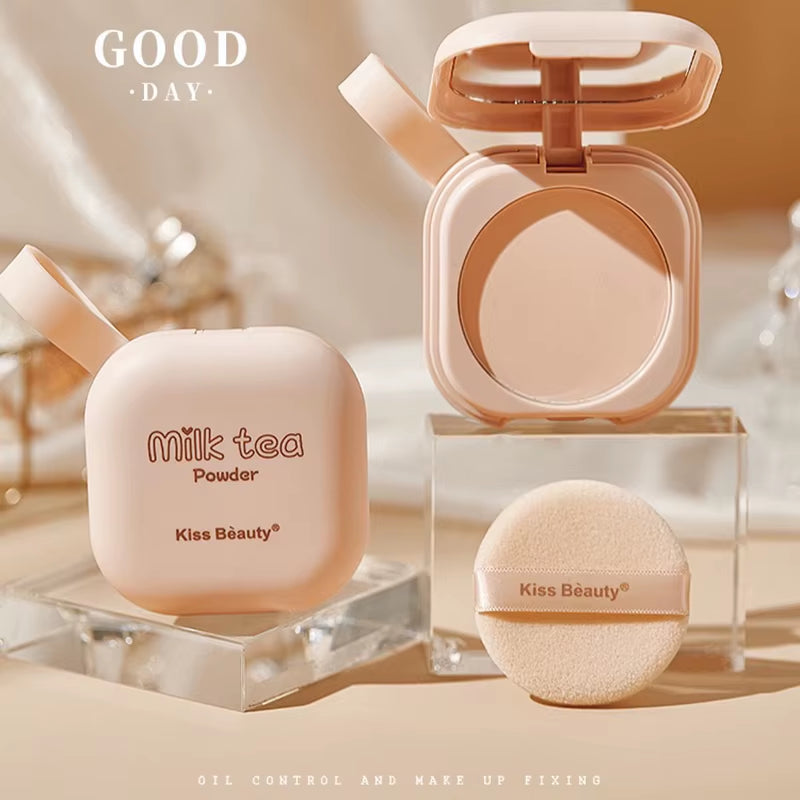 Setting Powder Oil Control Makeup Setting Brightening Skin Tone Setting Powder with Mirror Compact Portable Makeup Powder
