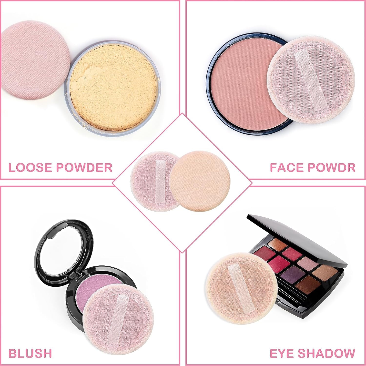 Cosmetics Makeup Sponge 12 PCS Fluffy Make up Foundation Applicator Face Blending Setting Pads Matte Loose Powder Body Paint Wet Dry Application Brushes(Pink/Skin Color)