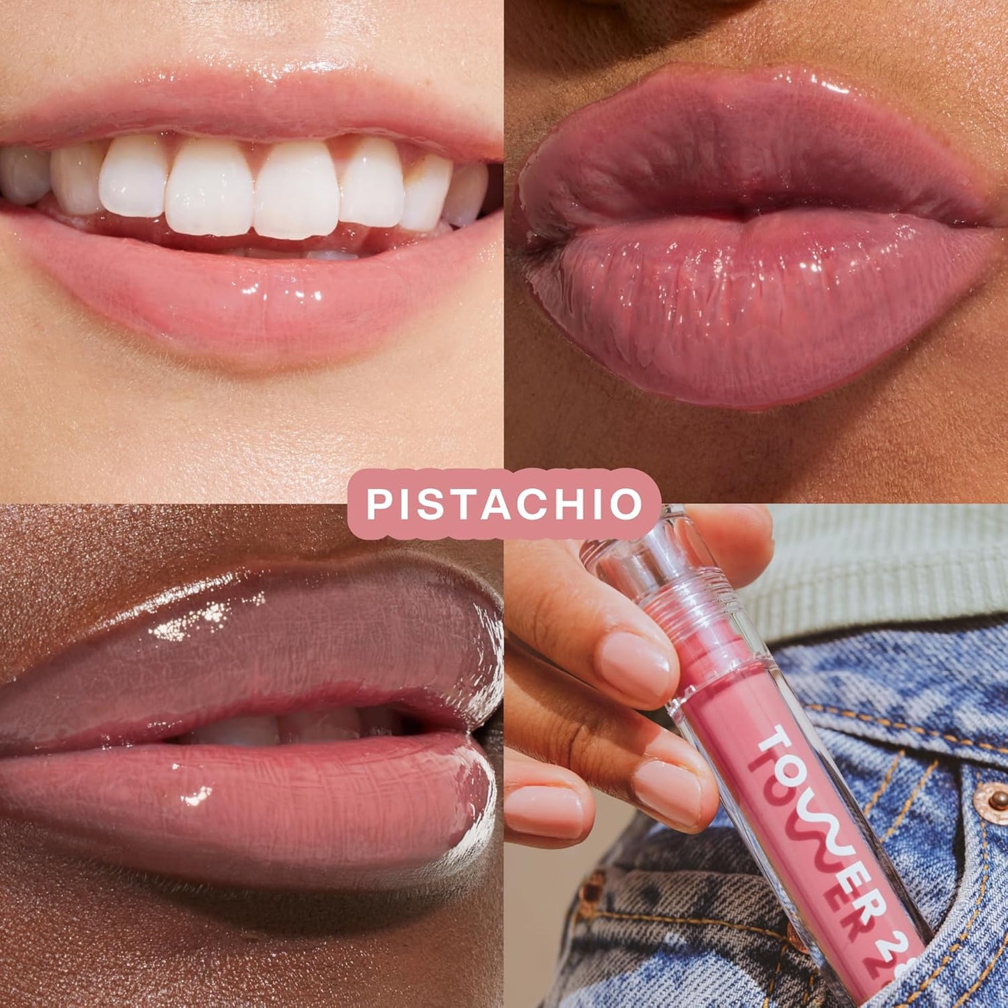 Shineon Lip Gloss Jelly - Hydrating Tinted Lip Balm + Milky Gloss for Sensitive Lips - Non-Sticky + High-Shine Jelly Formula with Nourishing Oil Blend - Pistachio - Nude Pink (0.13)