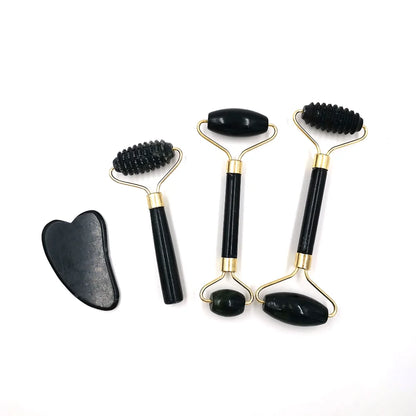 Obsidian Jade Roller Massager Gouache Scraper for Face Facial Skin Care Tools Natural Body Back Beauty Lifting Massagers Rollers