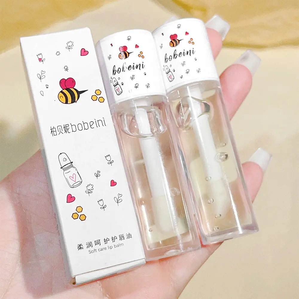 Bee Lip Oil Water-Shine Glass Transparent Lip Honey Dry Repair Lip Care Toot Lip Moisturizing Lip Oil