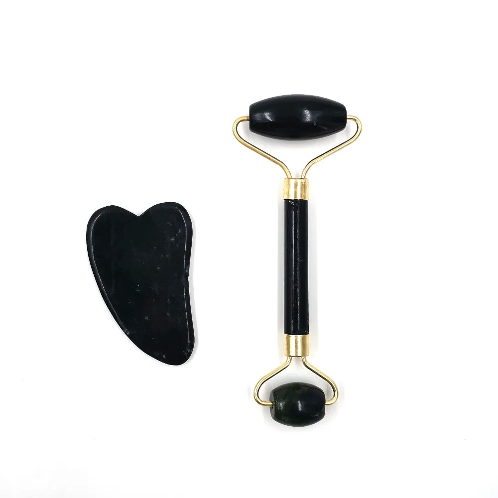 Obsidian Jade Roller Massager Gouache Scraper for Face Facial Skin Care Tools Natural Body Back Beauty Lifting Massagers Rollers