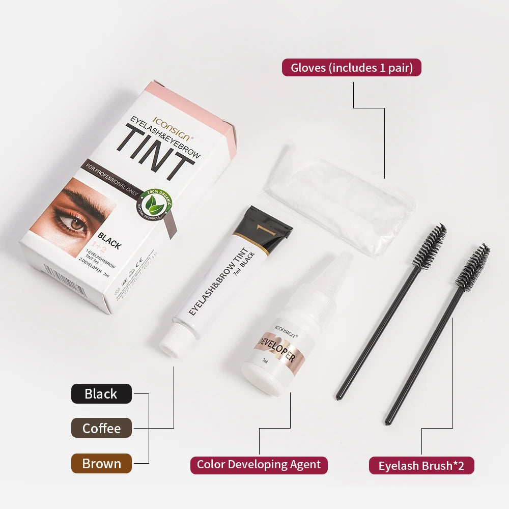 Eyelash Eyebrow Dye Tint Kit Mascara Lift Tinting Tattoo Eyes Makeup Tools Keep 60 to 80 Days
