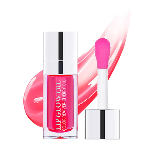 Hydrating Lip Glow Oil, Moisturizing Lip Gloss, Plumping Lip Oil, Non-Sticky Long Lasting Lip Oil Gloss, Transparent Lip Oil Tinted, Reduce Lip Lines (Cherry(#015))