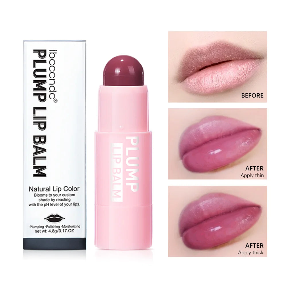 4 Colors Full Plumping Lip Balm, Tinted Lip Balm Plumper, Enhancing & Hydrating Lip Moisturizer Formulated with Peptide