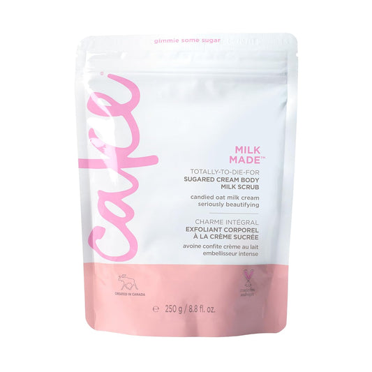 Milk Made Vegan Body Sugar Scrub- Shea Butter, Candied Oat Milk & Marshmallow Root Extract - Gentle Exfoliating Hand, Leg, Foot & Body Sugar Soap Scrub & Moisturizing Shower Wash for Women
