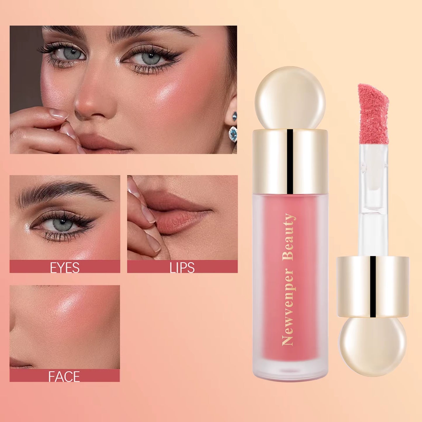Liquid Highlighter + Liquid Blush + Liquid Contour for Face & Body, High Glossy Finish, Natural Glow Liquid Luminizer Makeup