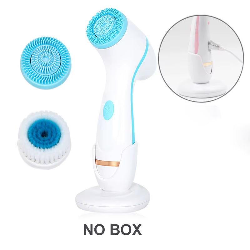 Ultrasonic Cleaner Electric Cleansing Brush 3 in 1 Face Massagers Sonic Rotating Cleansing Brush Galvanic Remove Blackheads Tool
