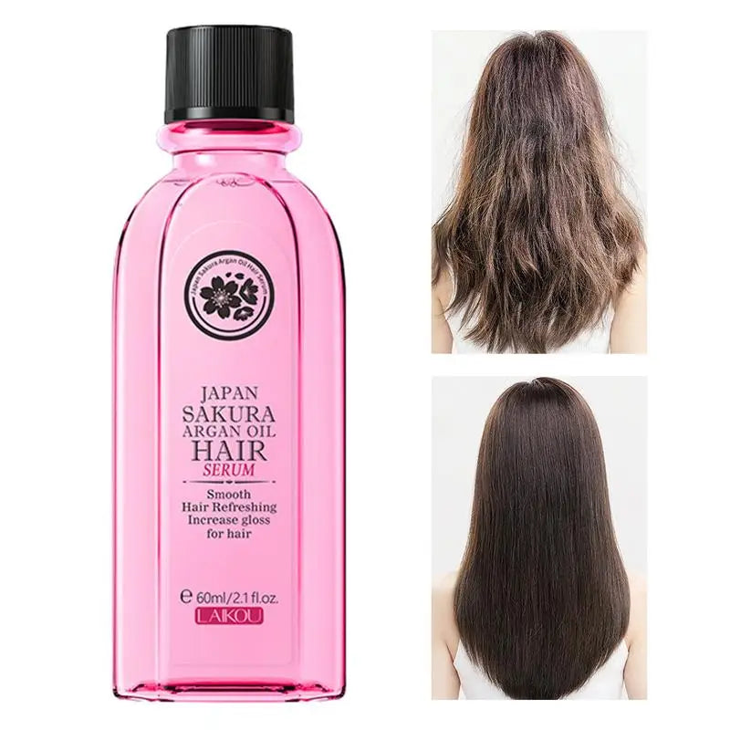 Anti Frizz Hair Oil Sakura Essence for Hair Frizz Control Hair Oil for Curly Frizzy Hair Hair Care 60Ml Smoothing Straightening