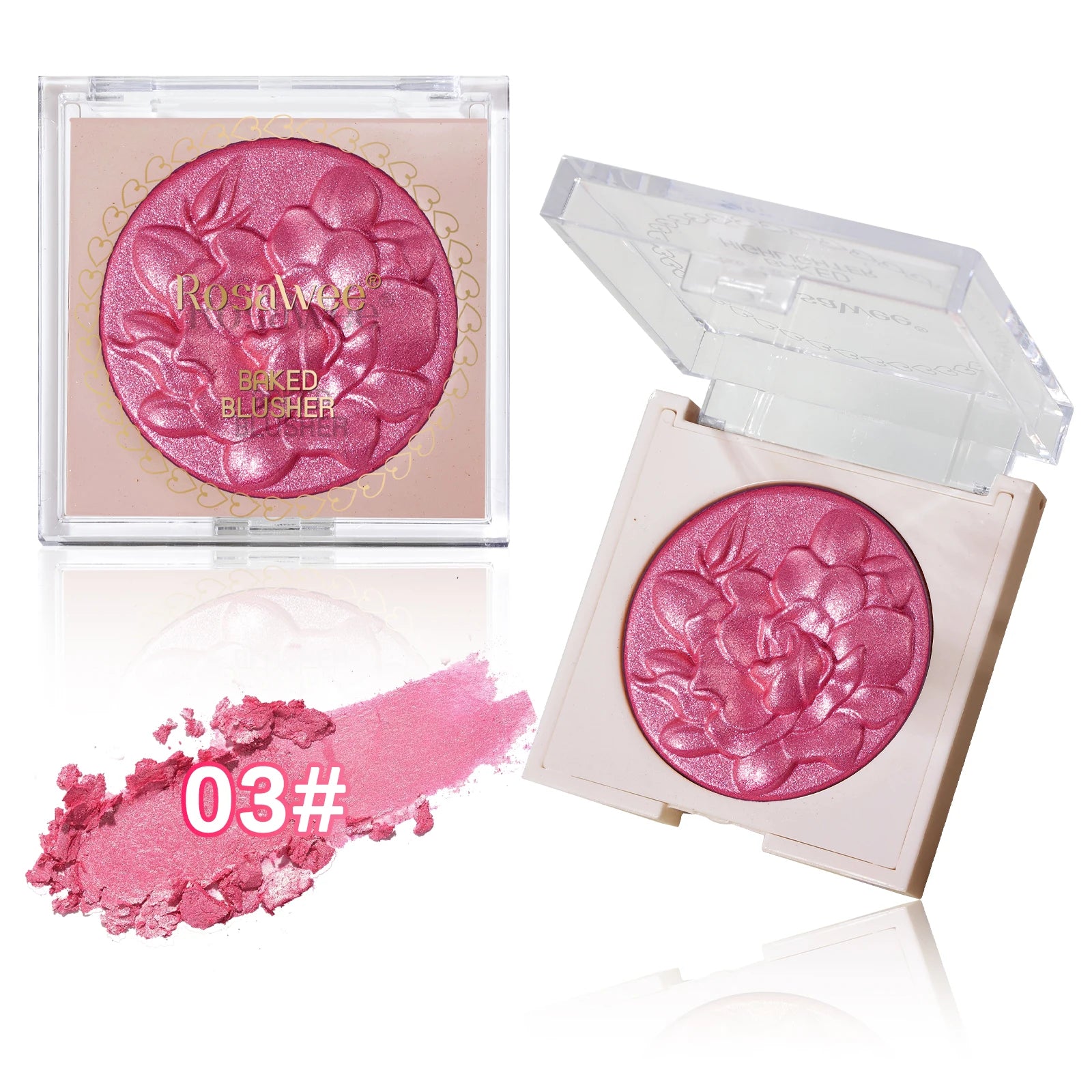 Pearlescent Shimmer Blush Powder, Single-Color Blush, Fine Powder, Improves Skin Tone, Blush without Flying Powder
