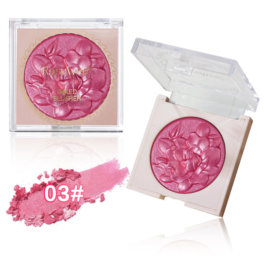 Pearlescent Shimmer Blush Powder, Single-Color Blush, Fine Powder, Improves Skin Tone, Blush without Flying Powder