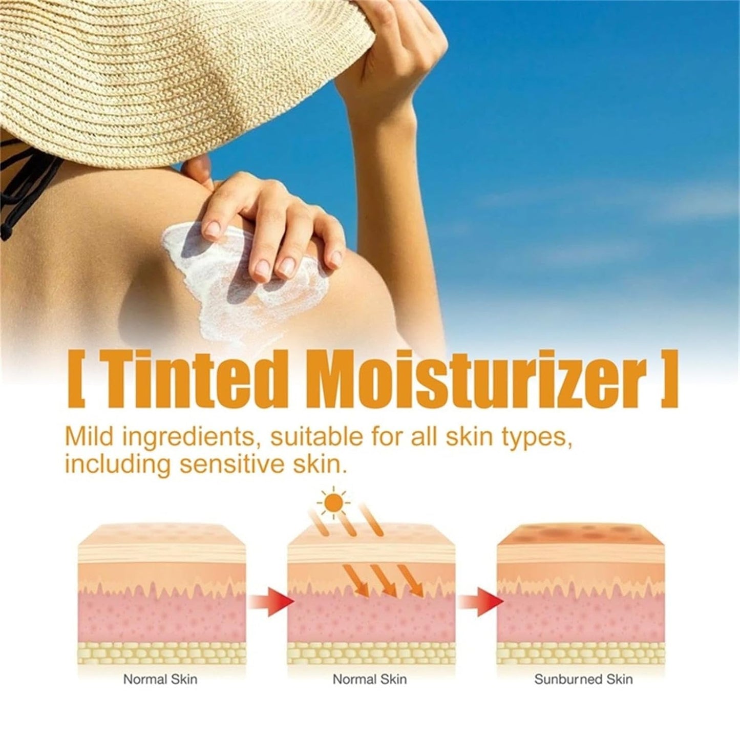 Tinted Sunscreen for Face SPF50, Portable Universal Protector Solar,Travel Size Moisturizing Sunscreen for Sun Protection and Skin Care, Lightweight, Refreshing and Does Not Harm the Skin (2Pc)