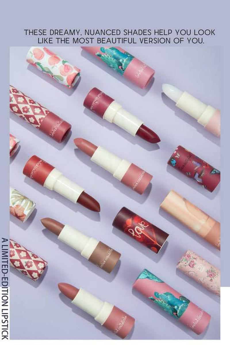Matte Nude Lipstick, Bold & Intense Nudes Paper Tube Lipsticks Smooth Velvety Lip Gloss, Long Lasting Lip Stick Non-Stick Cup Not Fade Nude Lip Stick, Senior Matte Lip Makeup Gifts for Women and Girls