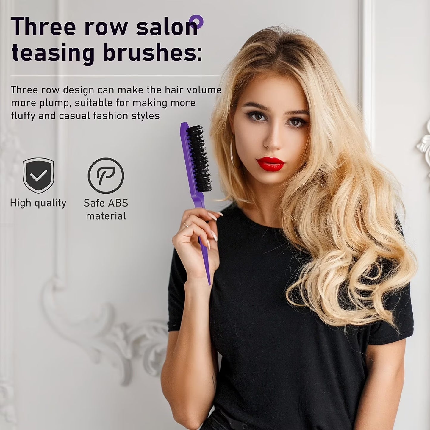 12Pcs/Set Hair Styling Comb Set, Detangling Hair Brush for All Hair Types, Detangler Brush Teasing Hair Brush Rat Tail Comb Edge Brush, Silicone Scalp Massager Shampoo Brush for Shower-Pink