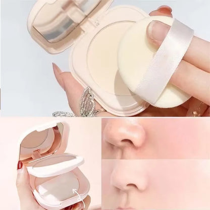 Setting Powder Oil Control Makeup Setting Brightening Skin Tone Setting Powder with Mirror Compact Portable Makeup Powder