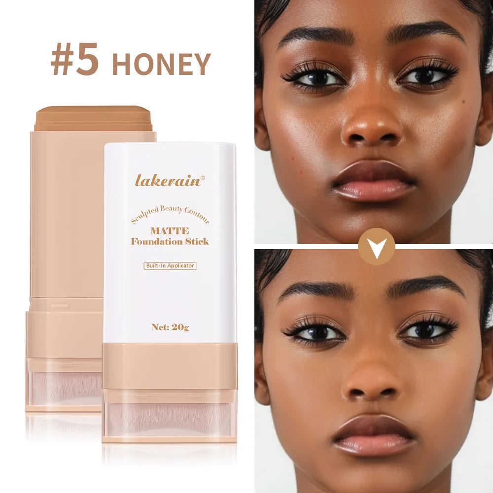 Skin Tint Foundation Stick with Brush Multi Use Matte Waterproof Long Lasting Oil Control Thin Coverage for Blemishes Concealer