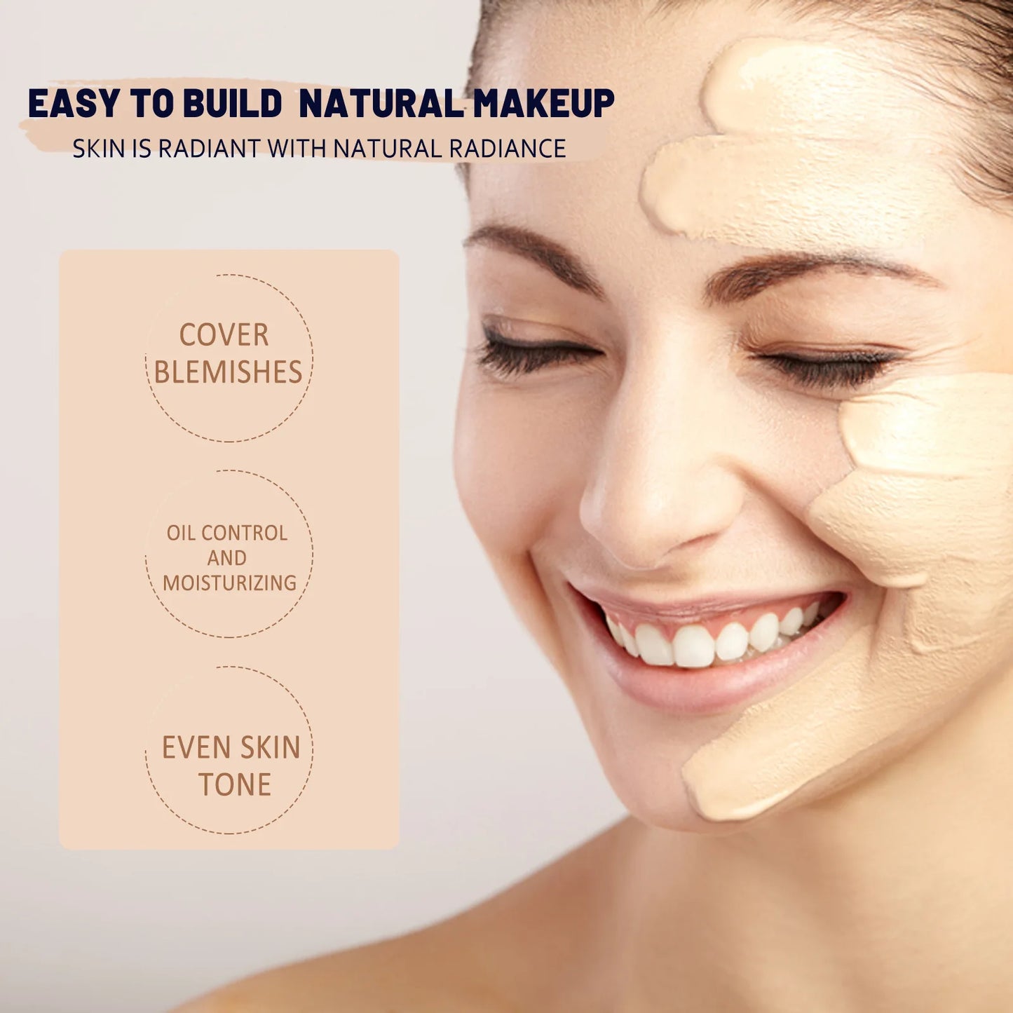 ​ CC Cream Foundation Spf 50 Full Coverage Blemish Cover Matte Finish Brightening Face Concealer Color Correcting Cream