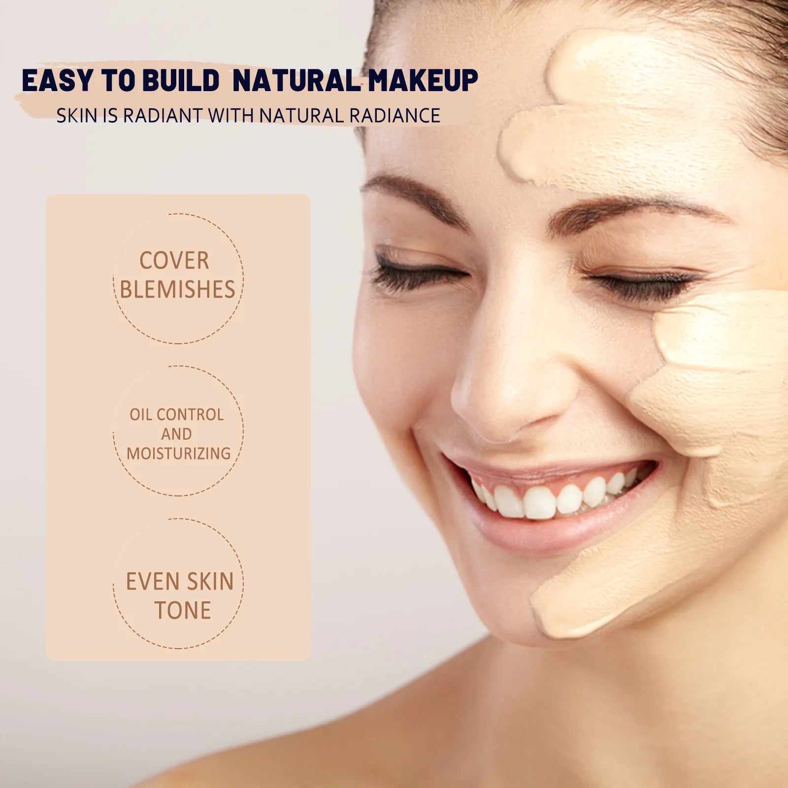 ​ CC Cream Foundation Spf 50 Full Coverage Blemish Cover Matte Finish Brightening Face Concealer Color Correcting Cream