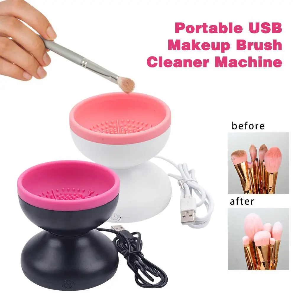 Electric Makeup Brush Cleaner Machine Portable Automatic USB Cosmetic Brush Cleaner Tools for All Size Beauty Makeup Brushes Set