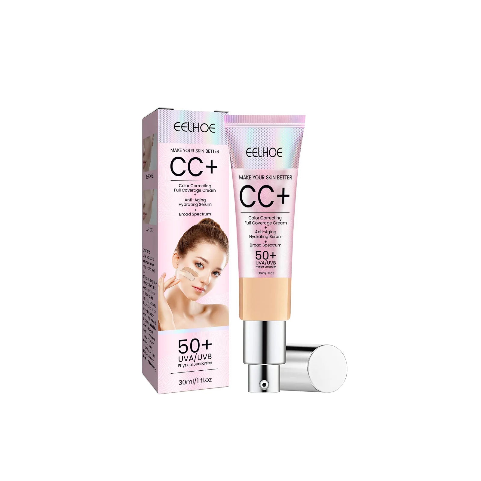 ​ CC Cream Foundation Spf 50 Full Coverage Blemish Cover Matte Finish Brightening Face Concealer Color Correcting Cream