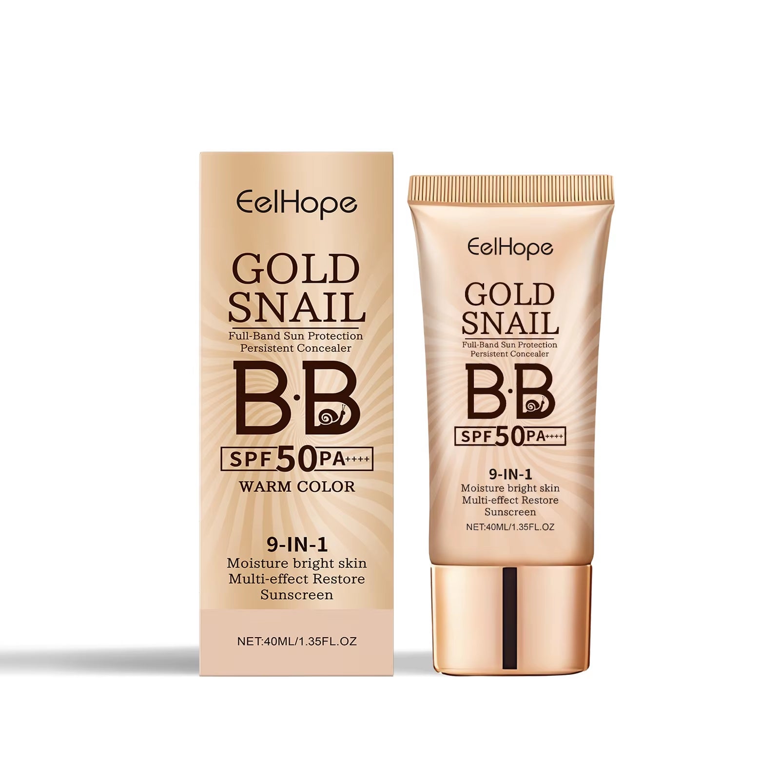 Gold Snail Sunscreen BB Cream SPF 50 Sun Block Makeup Moisturize Face Concealer Long-Lasting Isolation Lotion Concealer Cosmetic