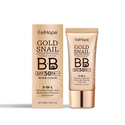 Gold Snail Sunscreen BB Cream SPF 50 Sun Block Makeup Moisturize Face Concealer Long-Lasting Isolation Lotion Concealer Cosmetic