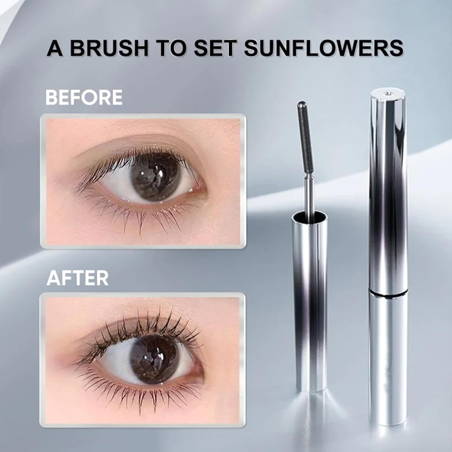 Curling Iron Mascara,3D Curling Eyelash Iron Mascara, Waterproof, Volumizing and Lengthening, Smudge-Proof (Brown Curling)