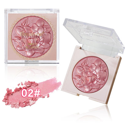 Pearlescent Shimmer Blush Powder, Single-Color Blush, Fine Powder, Improves Skin Tone, Blush without Flying Powder