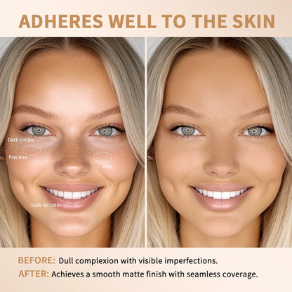Skin Tint Foundation Stick with Brush Multi Use Matte Waterproof Long Lasting Oil Control Thin Coverage for Blemishes Concealer