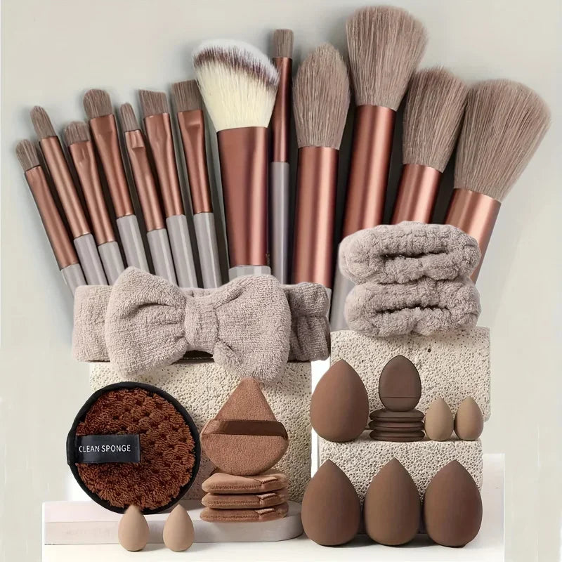 13/33Pcs Professional Makeup Brush Set with Accessories for Combination Skin- Featuring Soft Brushes，Suitable for Beginners