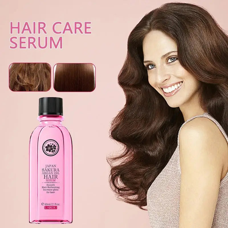 Anti Frizz Hair Oil Sakura Essence for Hair Frizz Control Hair Oil for Curly Frizzy Hair Hair Care 60Ml Smoothing Straightening