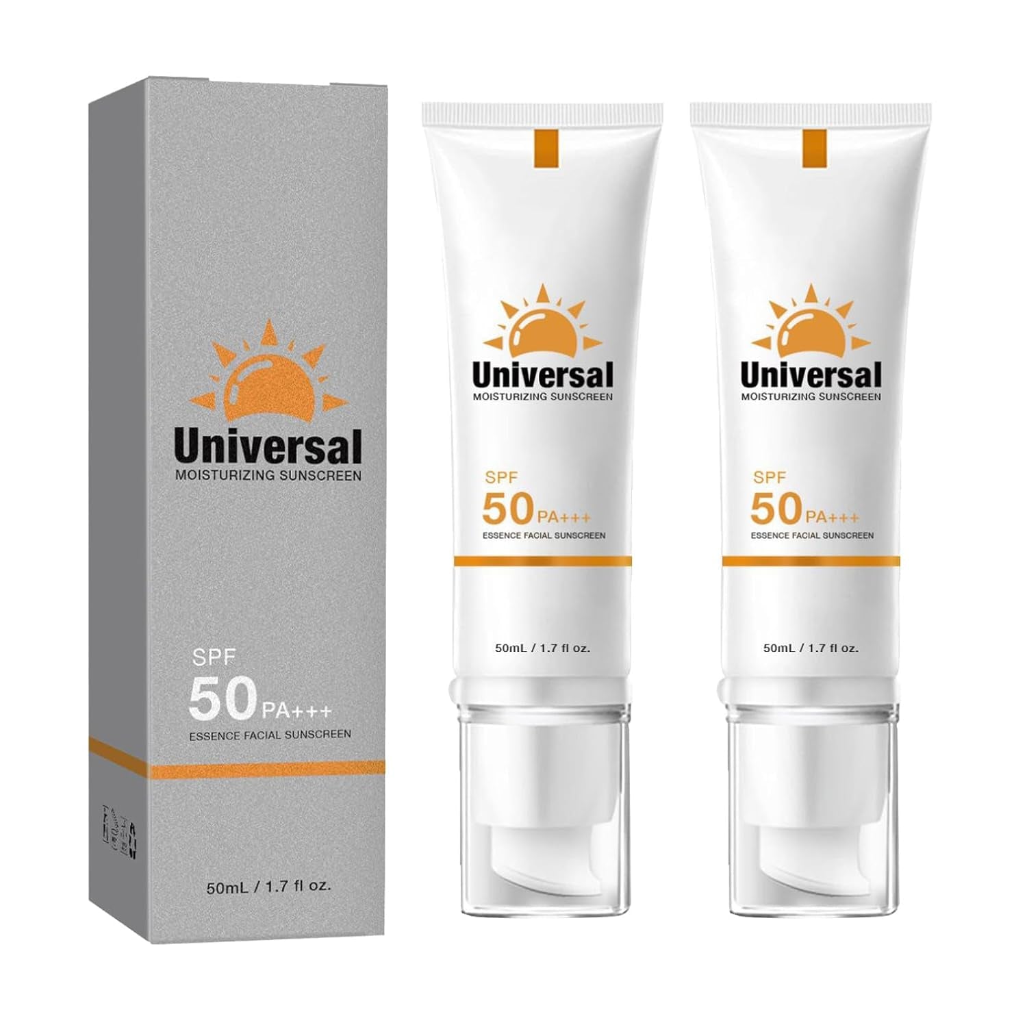 Tinted Sunscreen for Face SPF50, Portable Universal Protector Solar,Travel Size Moisturizing Sunscreen for Sun Protection and Skin Care, Lightweight, Refreshing and Does Not Harm the Skin (2Pc)