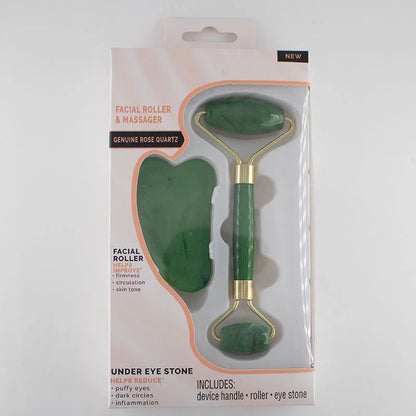 2Pcs Jade Massagers for Face Body Gua Sha Scraper Beauty Facial Roller Set Natural Gouache Stone Massage Slimming Skin Care Lift