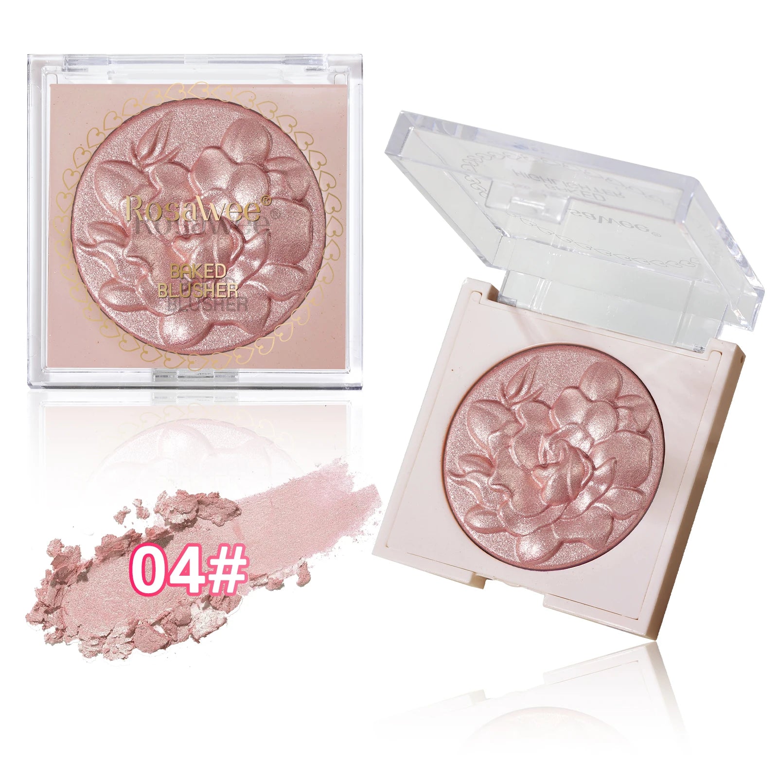 Pearlescent Shimmer Blush Powder, Single-Color Blush, Fine Powder, Improves Skin Tone, Blush without Flying Powder
