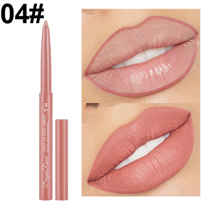 Lip Liner Lipstick Pen Waterproof Long-Lasting Contouring Lip Pencil Matte Finish Beginner Automatic Lip Liner Bean Paste Color Contouring Pen Automatic Rotating Lip Liner