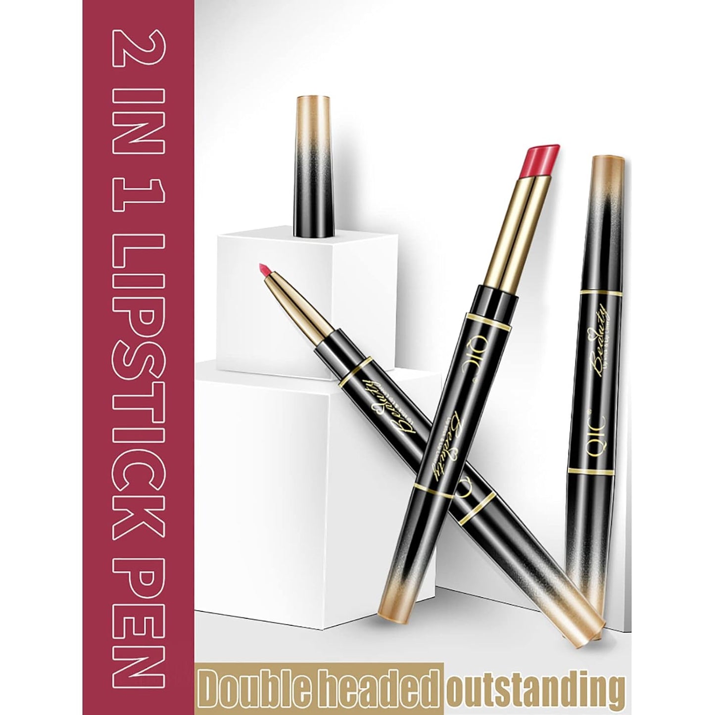 6Pcs Lip Liner and Lipstick Makeup Set, Purple Red/Claret/Vermilion/Pastel Orange/Rose/Ruby Red Lipstick Pen and with Lip Liner Pencil Set Lip Gift Set for Daily/Travel/Party/Work