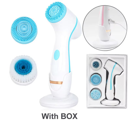 Ultrasonic Cleaner Electric Cleansing Brush 3 in 1 Face Massagers Sonic Rotating Cleansing Brush Galvanic Remove Blackheads Tool