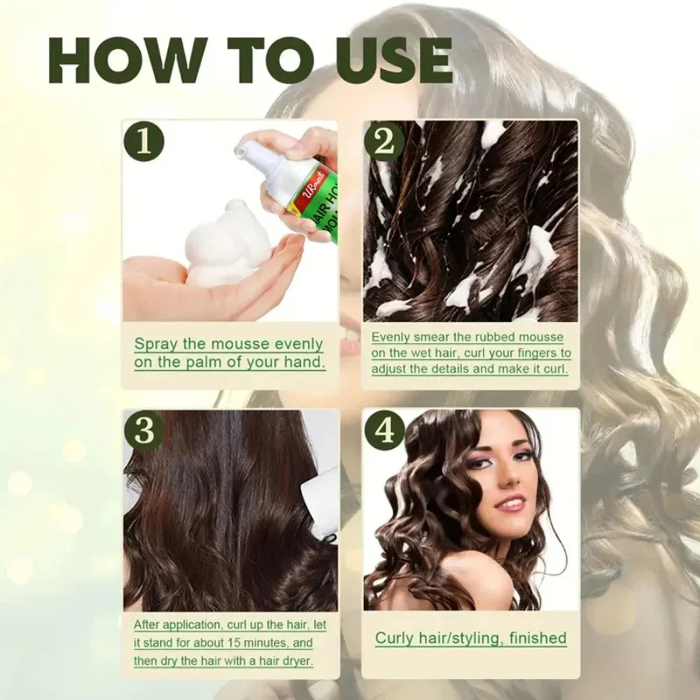 2025 Curly Hair Mousse for Wigs Strong Hold Olive Oil Hair Styling Mousse Anti-Frizz Hair Foam Mousse for Styling Hair Women Men