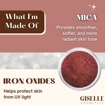 Red Hawaii Matte Blush Makeup Mineral Makeup Pure Talc Free Minerals Matte Loose Face Makeup Powder Blush for Cheeks 5 Gram Travel Size