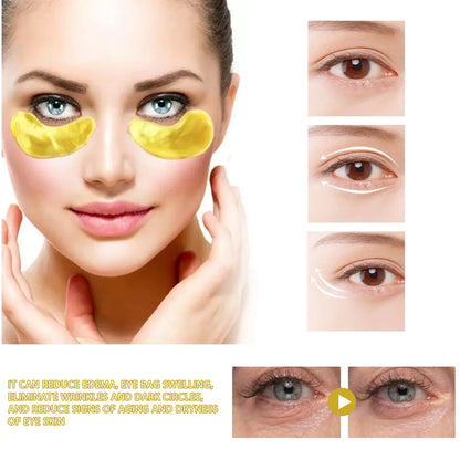 24K Gold under Eye Patches 60 Pcs Eye Mask Pure Gold Anti-Aging Collagen Hyaluronic Acid under Eye Mask