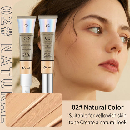 Ocheal 30G CC Cream Foundation Waterproff Concealer Moisturizing Sunscreen Liquid SPF 50+ Long Lasting Brightening Makeup Primer